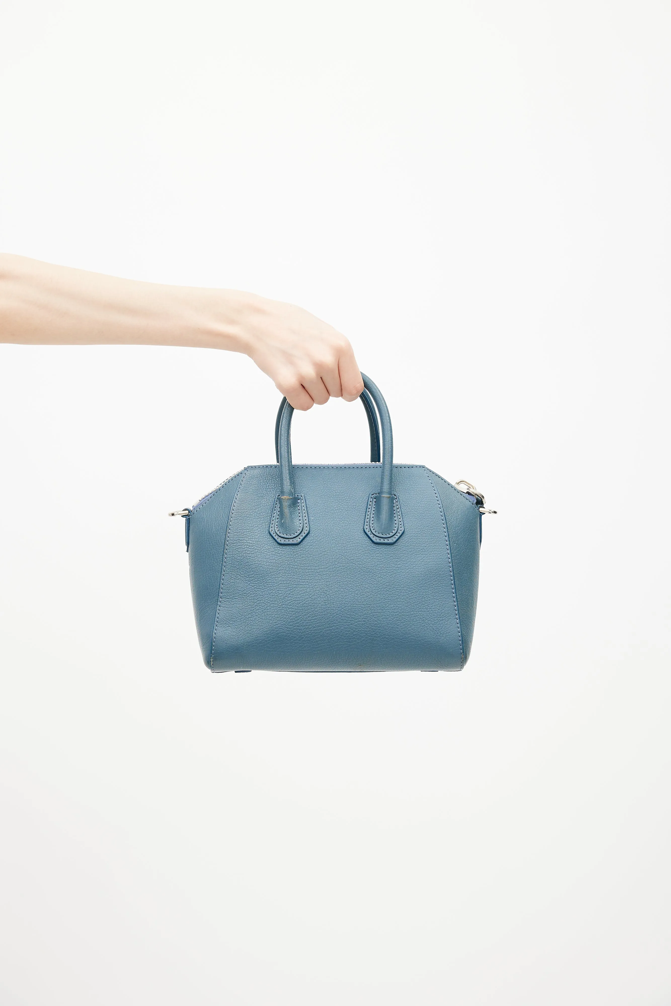 2015 Blue Leather Mini Antigona Crossbody Bag
