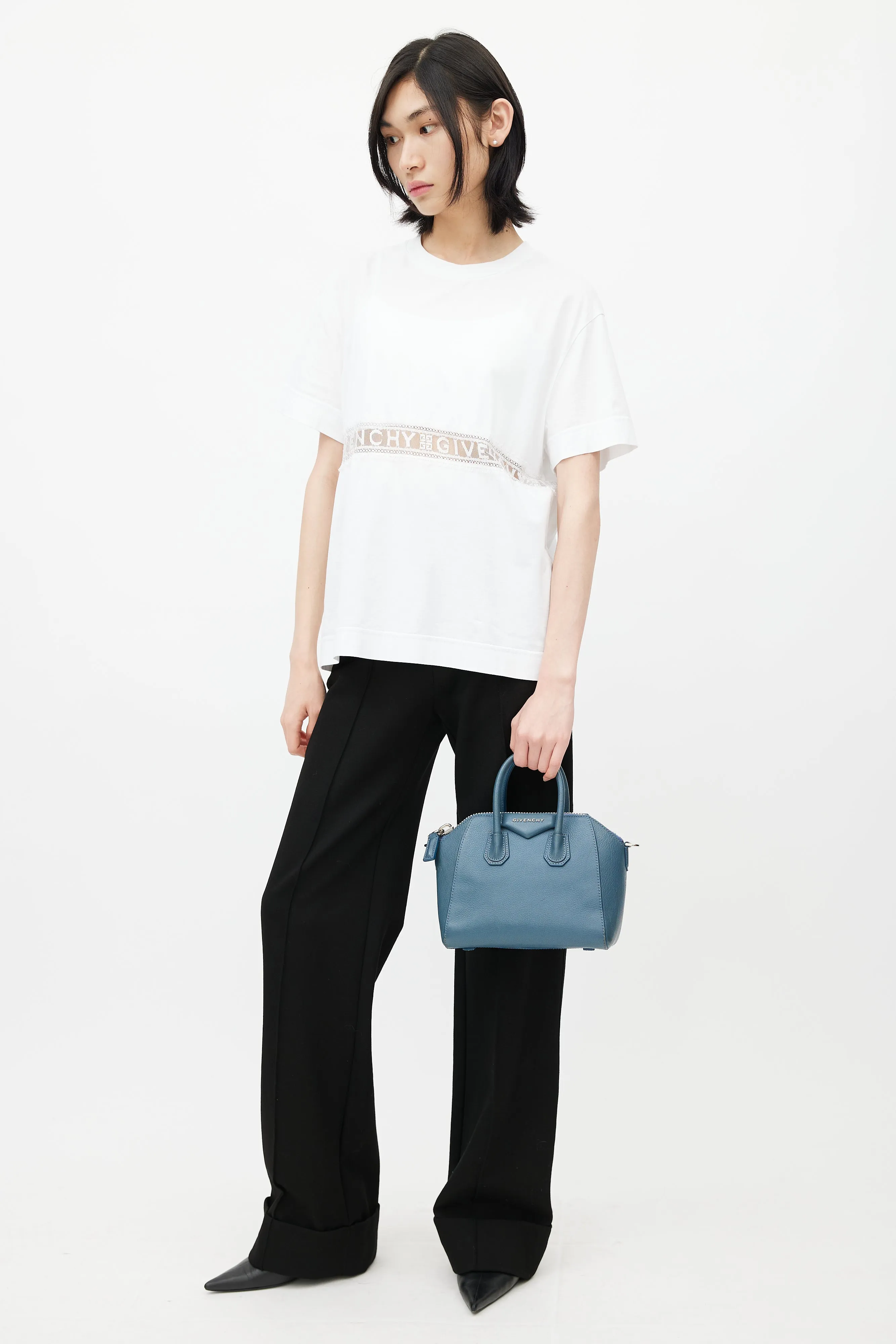 2015 Blue Leather Mini Antigona Crossbody Bag