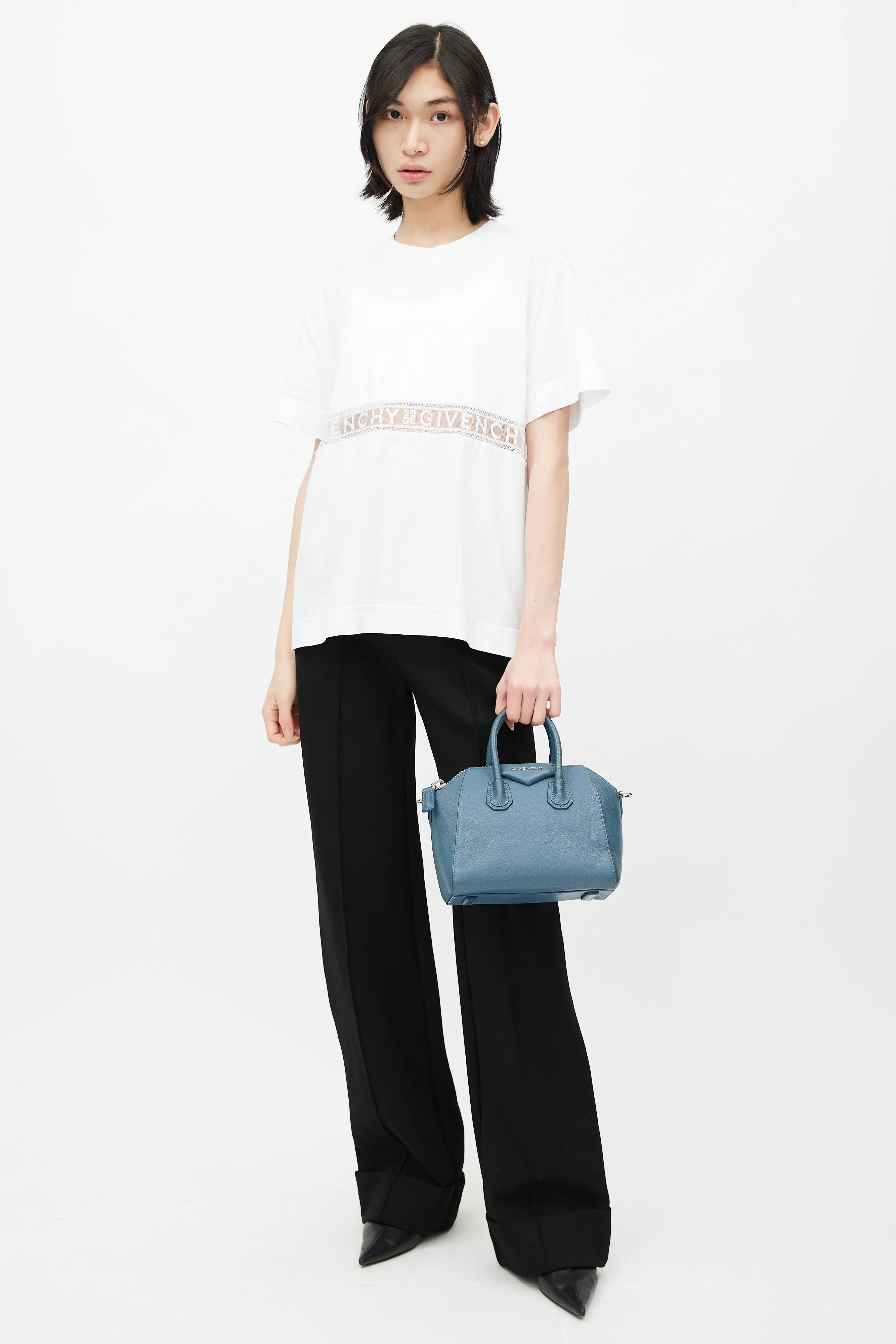 2015 Blue Leather Mini Antigona Crossbody Bag