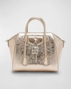 Antigona Lock Mini Top Handle Bag in Metallic Laminated Leather