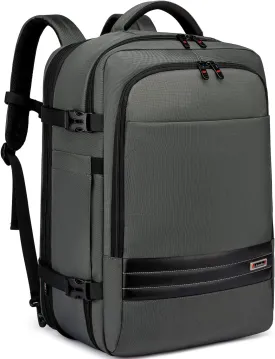 Asenlin 40L-50L Travel Backpack for Women Men18 Inch Laptop Backpack Flight Approved Luggage Carry On Water Resistant for Overnight Large Daypack-Grey