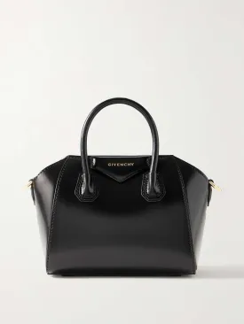 Black mini leather tote
