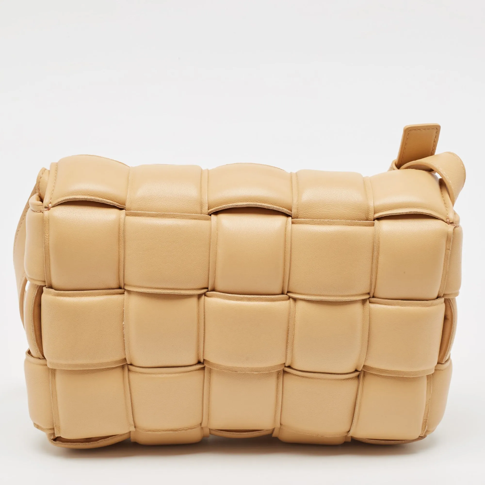 Bottega Veneta Tan Intreccio Leather Padded Cassette Shoulder Bag