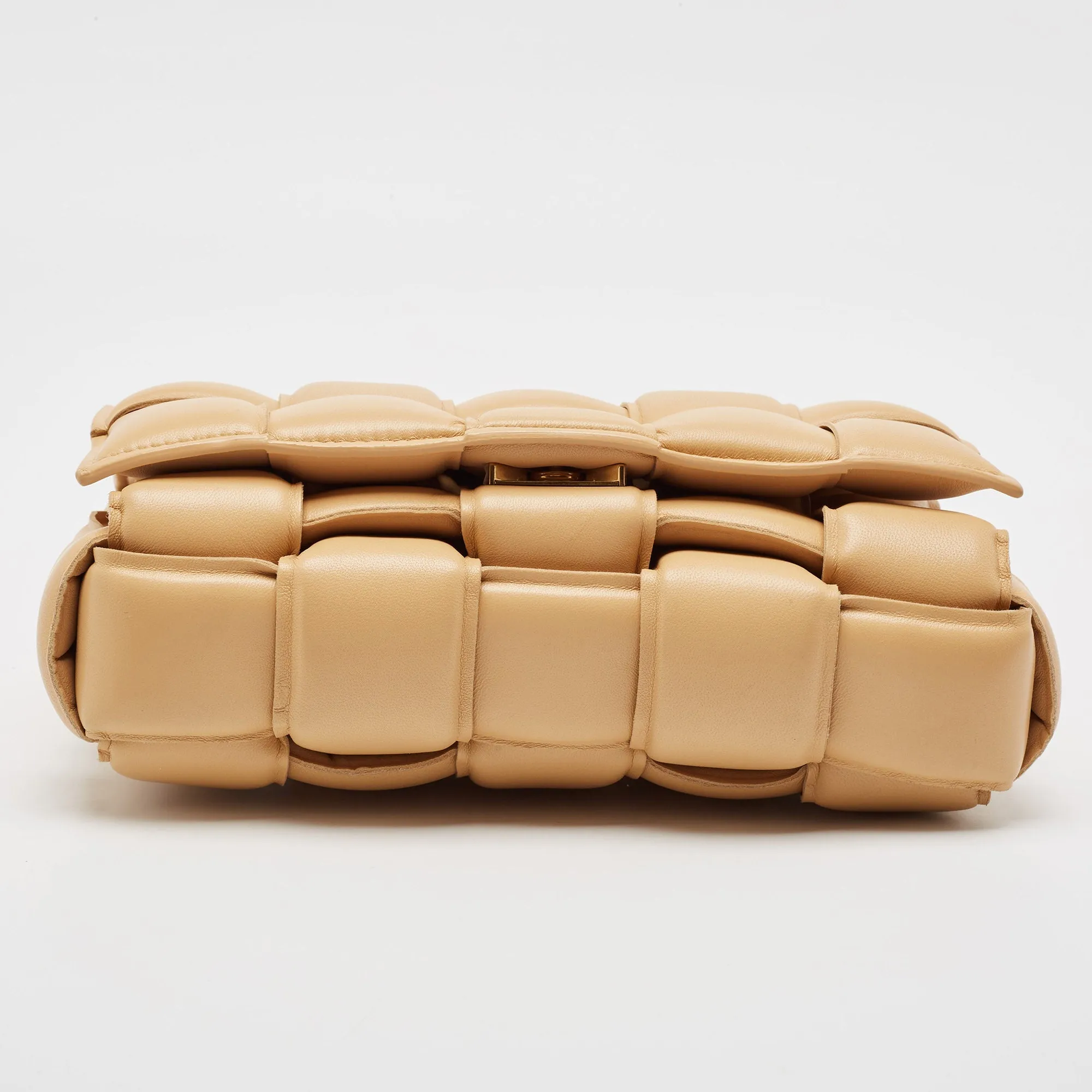 Bottega Veneta Tan Intreccio Leather Padded Cassette Shoulder Bag