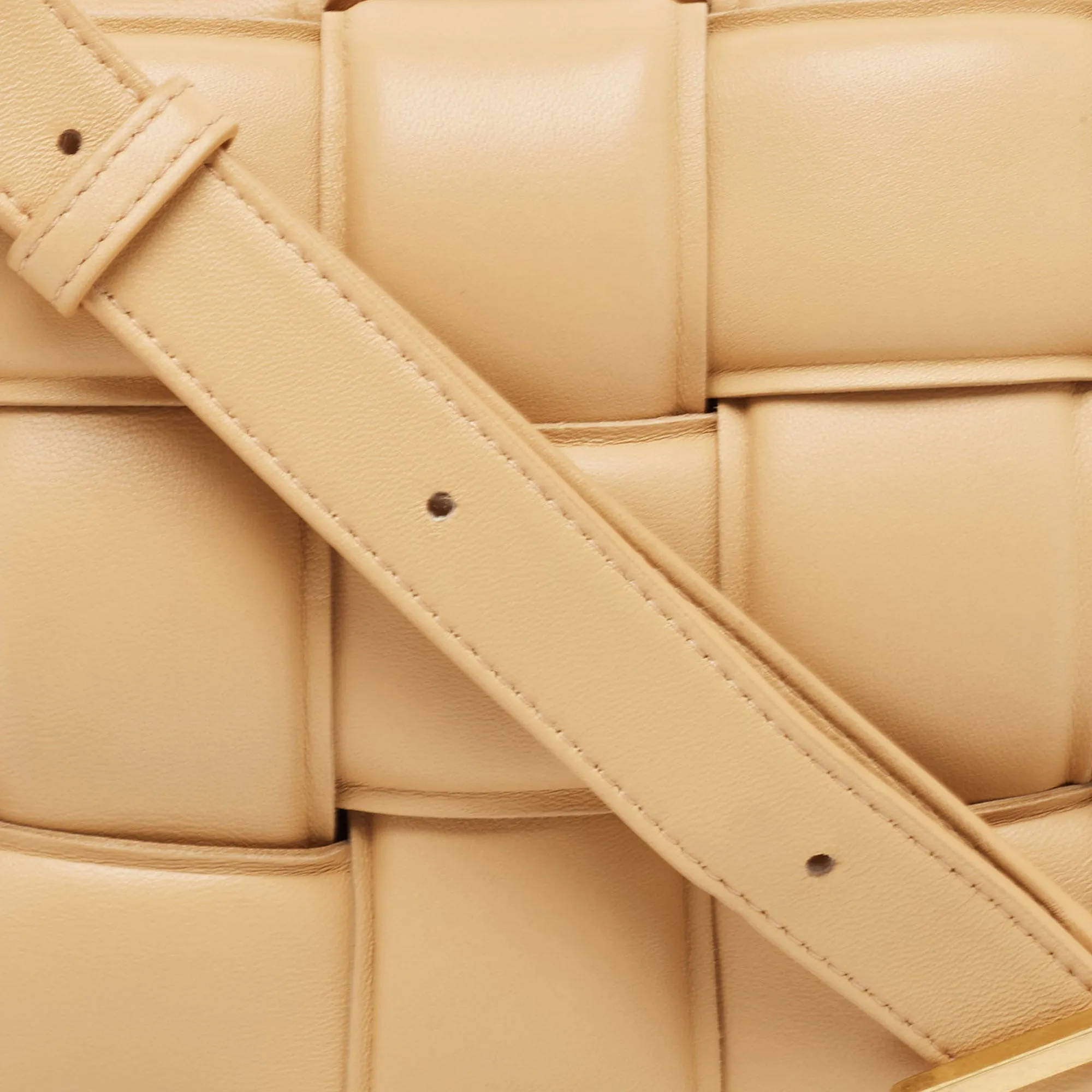 Bottega Veneta Tan Intreccio Leather Padded Cassette Shoulder Bag