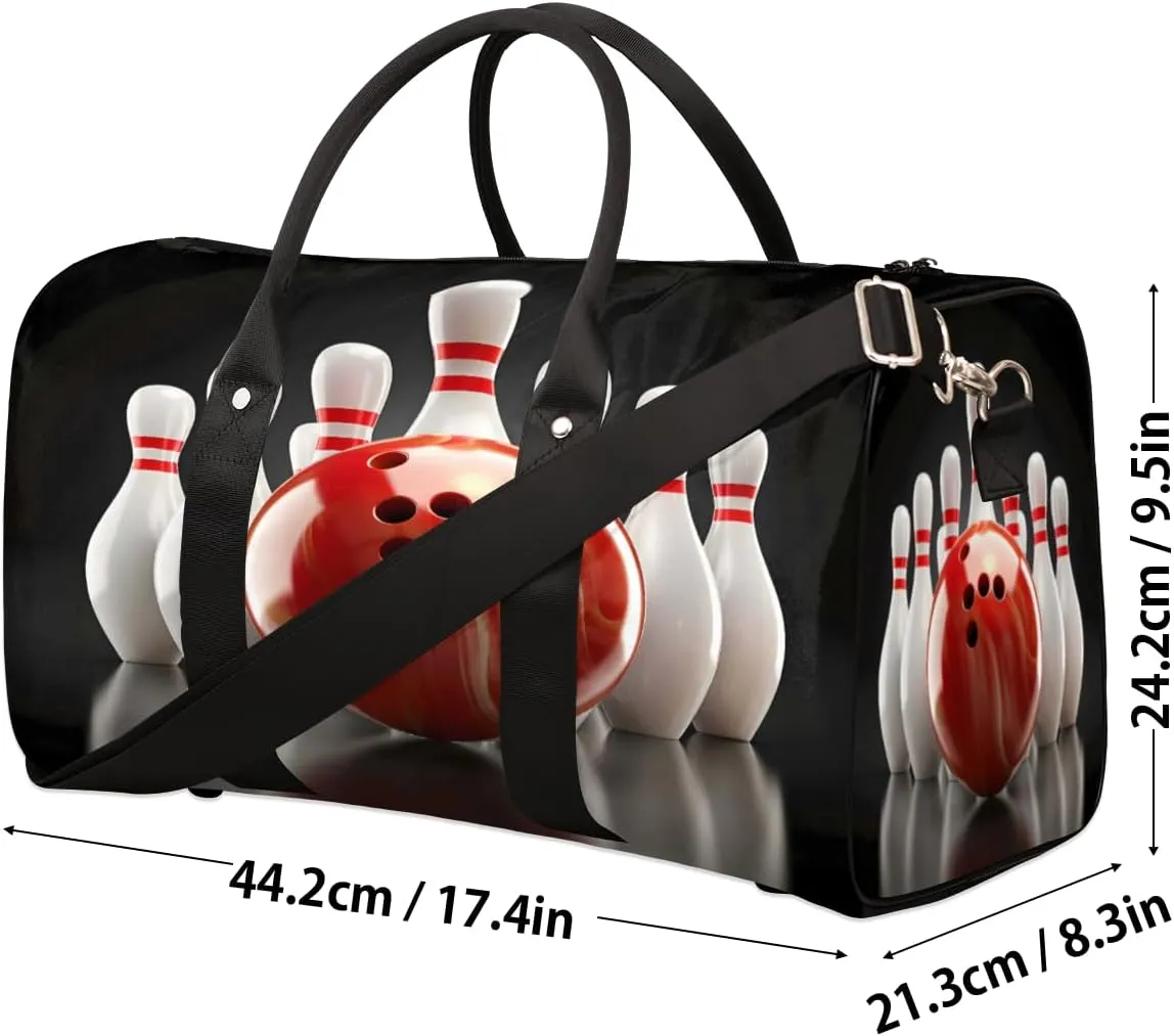 Bowling Ball Sports Travel Duffle Bag, Sports Gym Bags for Women Men, Carry On Weekender Overnight Workout Airplane Trips Bag