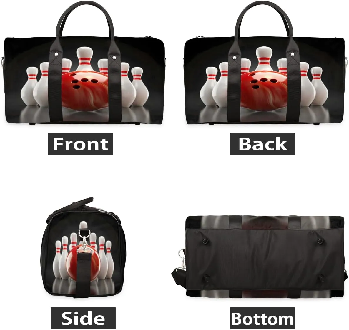 Bowling Ball Sports Travel Duffle Bag, Sports Gym Bags for Women Men, Carry On Weekender Overnight Workout Airplane Trips Bag
