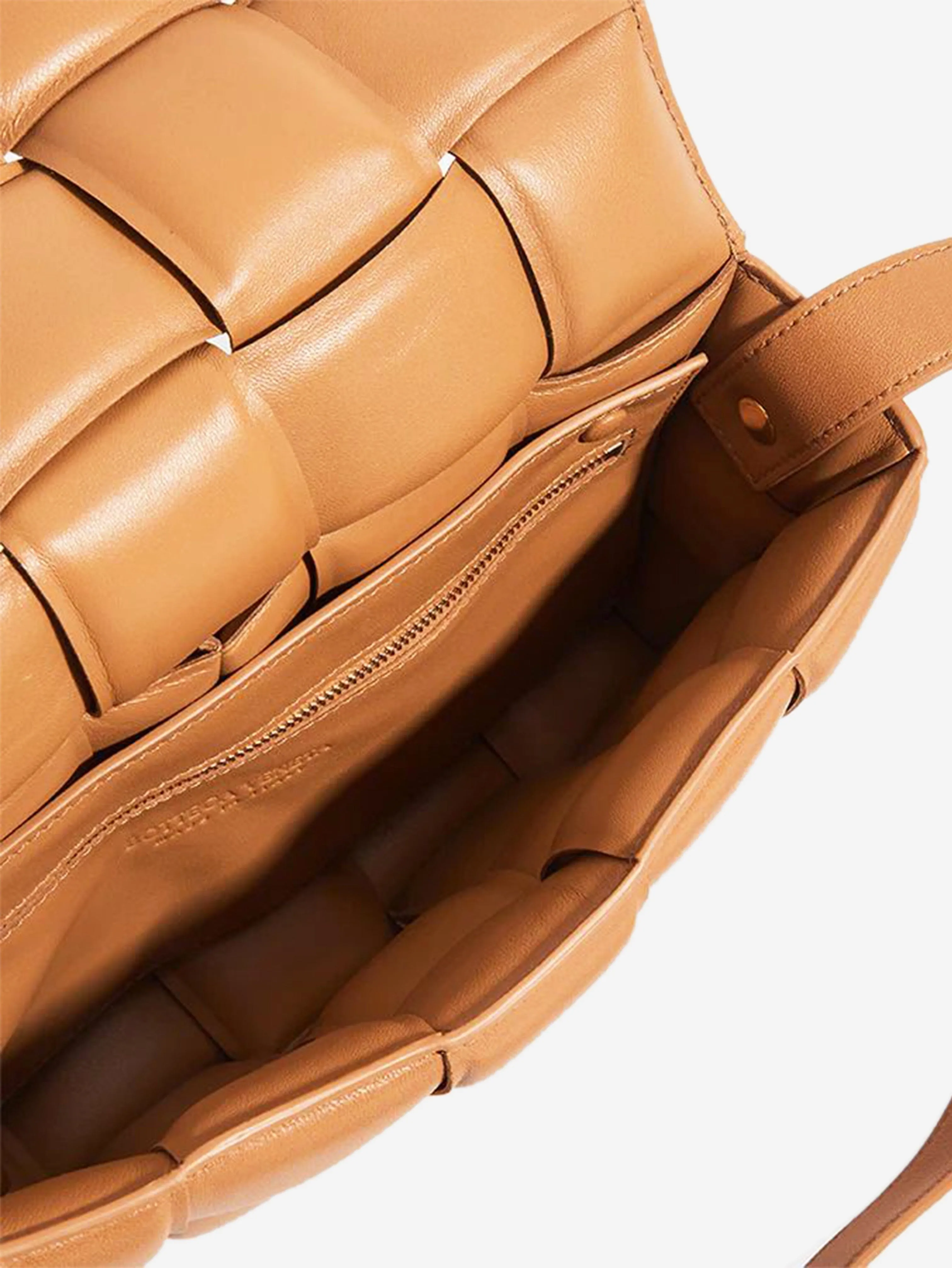Brown padded Cassette shoulder bag