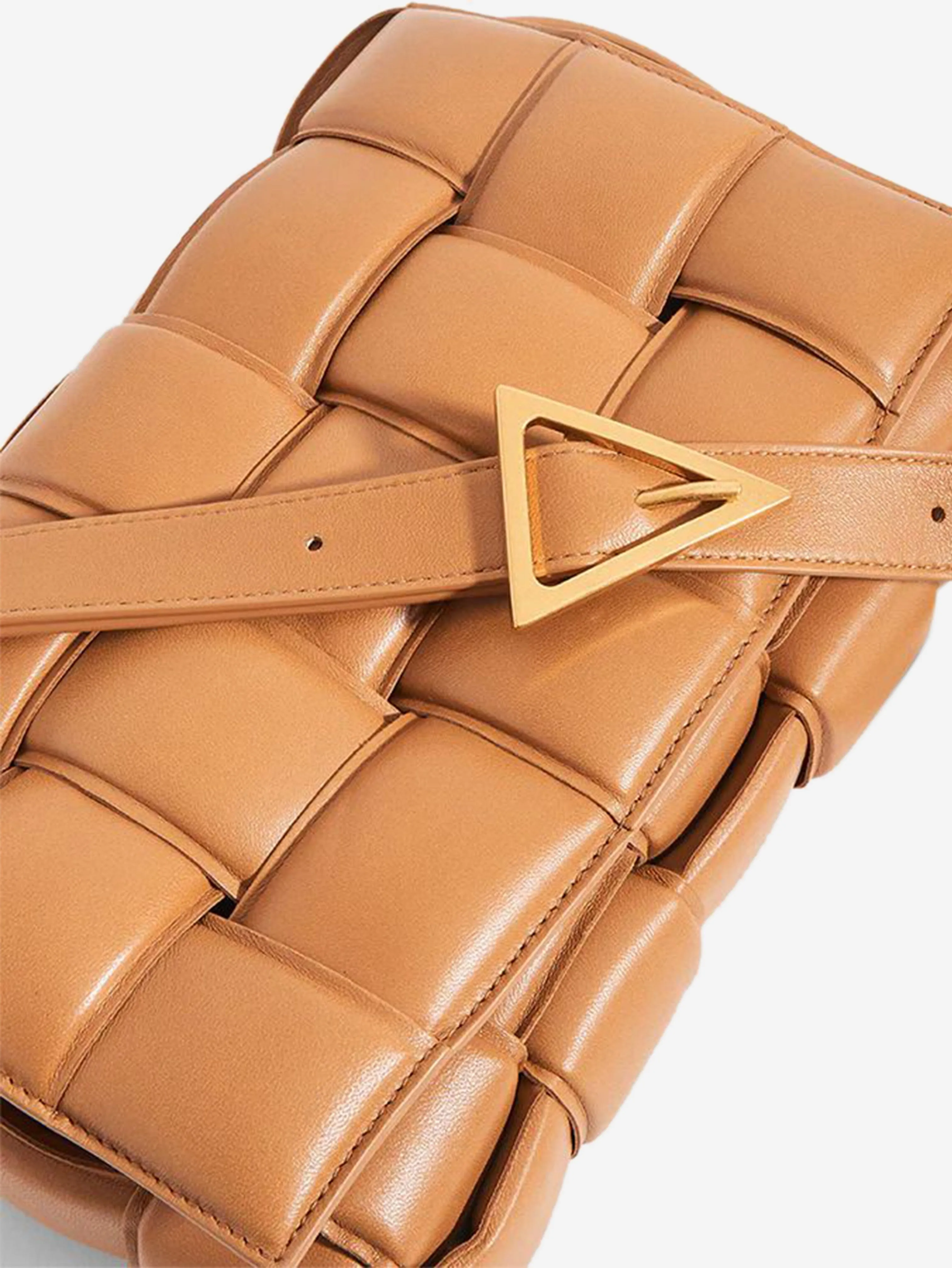 Brown padded Cassette shoulder bag