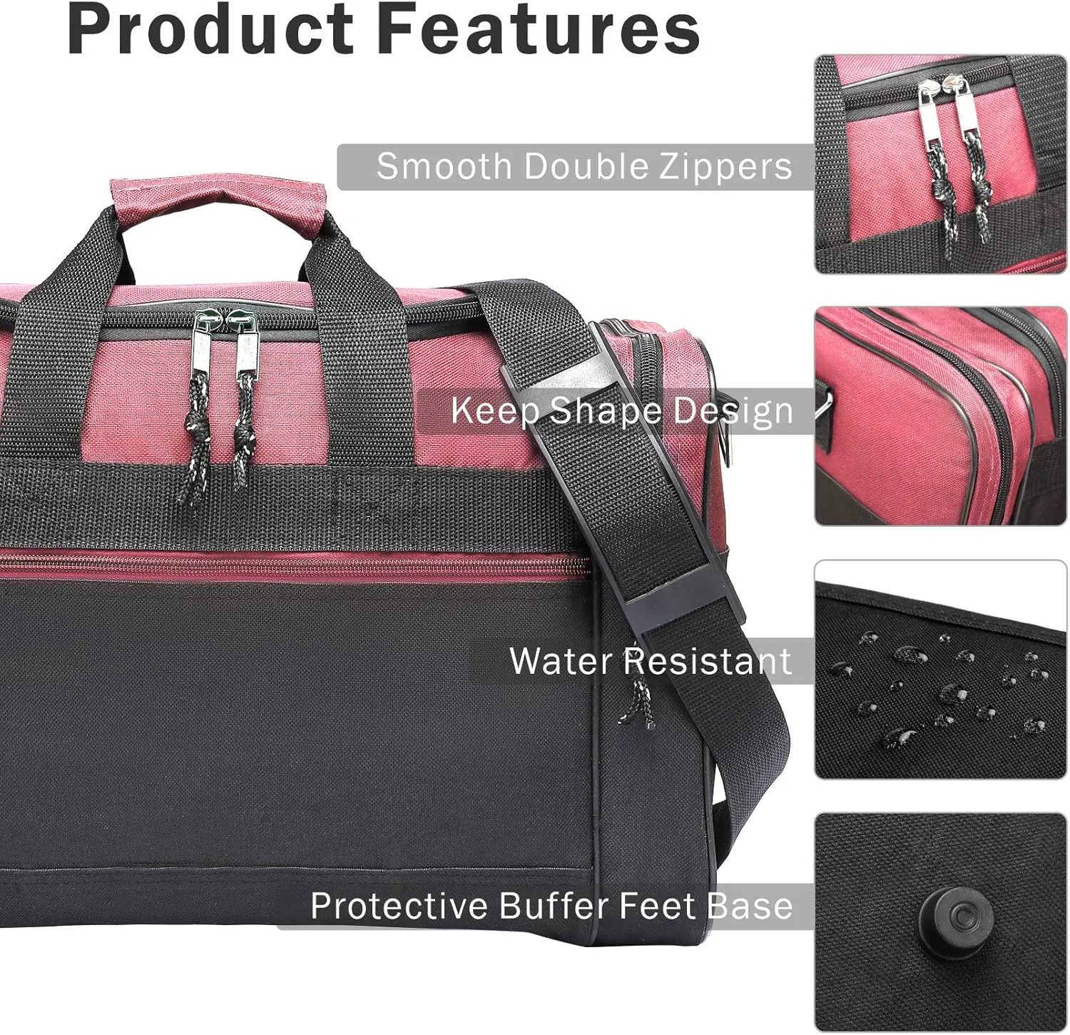 BuyAgain Duffle Bag, 17" Travel Carry On Sport Overnight Weekender Duffel Gym Bag with Adjustable Strap For Men Or Women