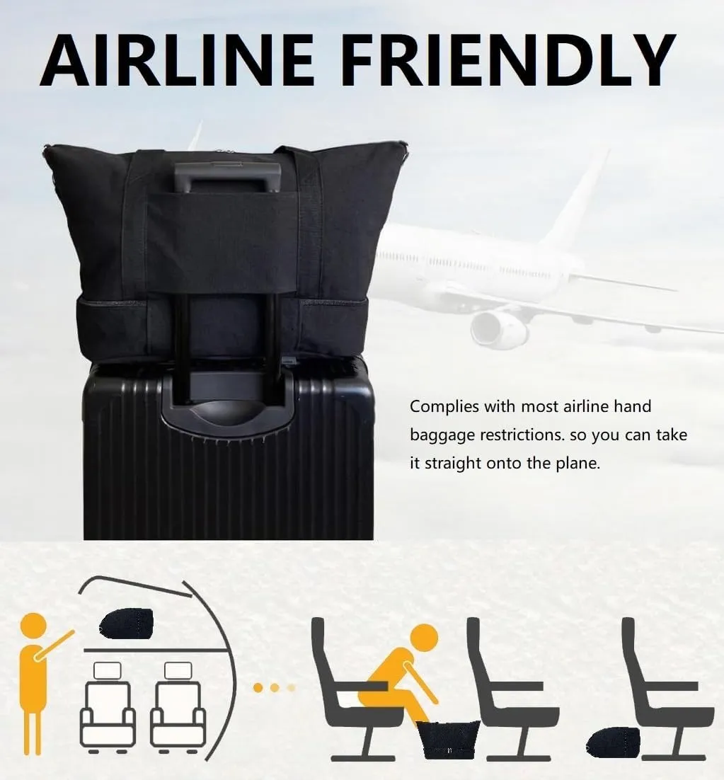 Canvas Travel Duffle Bag with Shoe Compartment, Overnight Bag for Airplane