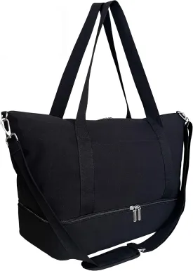 Canvas Travel Duffle Bag with Shoe Compartment, Overnight Bag for Airplane