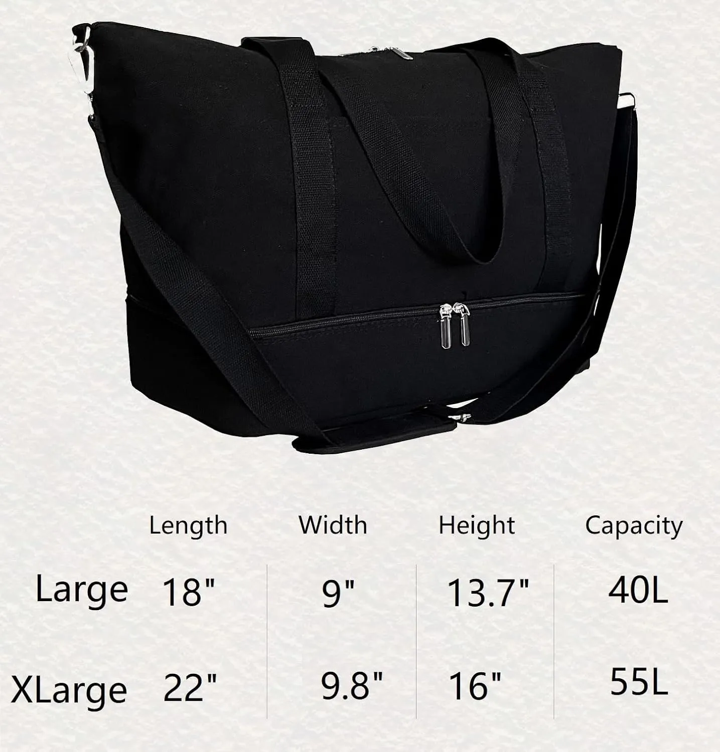 Canvas Travel Duffle Bag with Shoe Compartment, Overnight Bag for Airplane