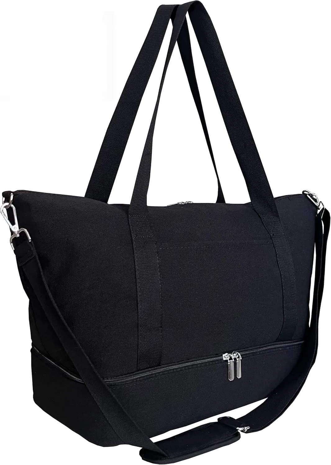 Canvas Travel Duffle Bag with Shoe Compartment, Overnight Bag for Airplane