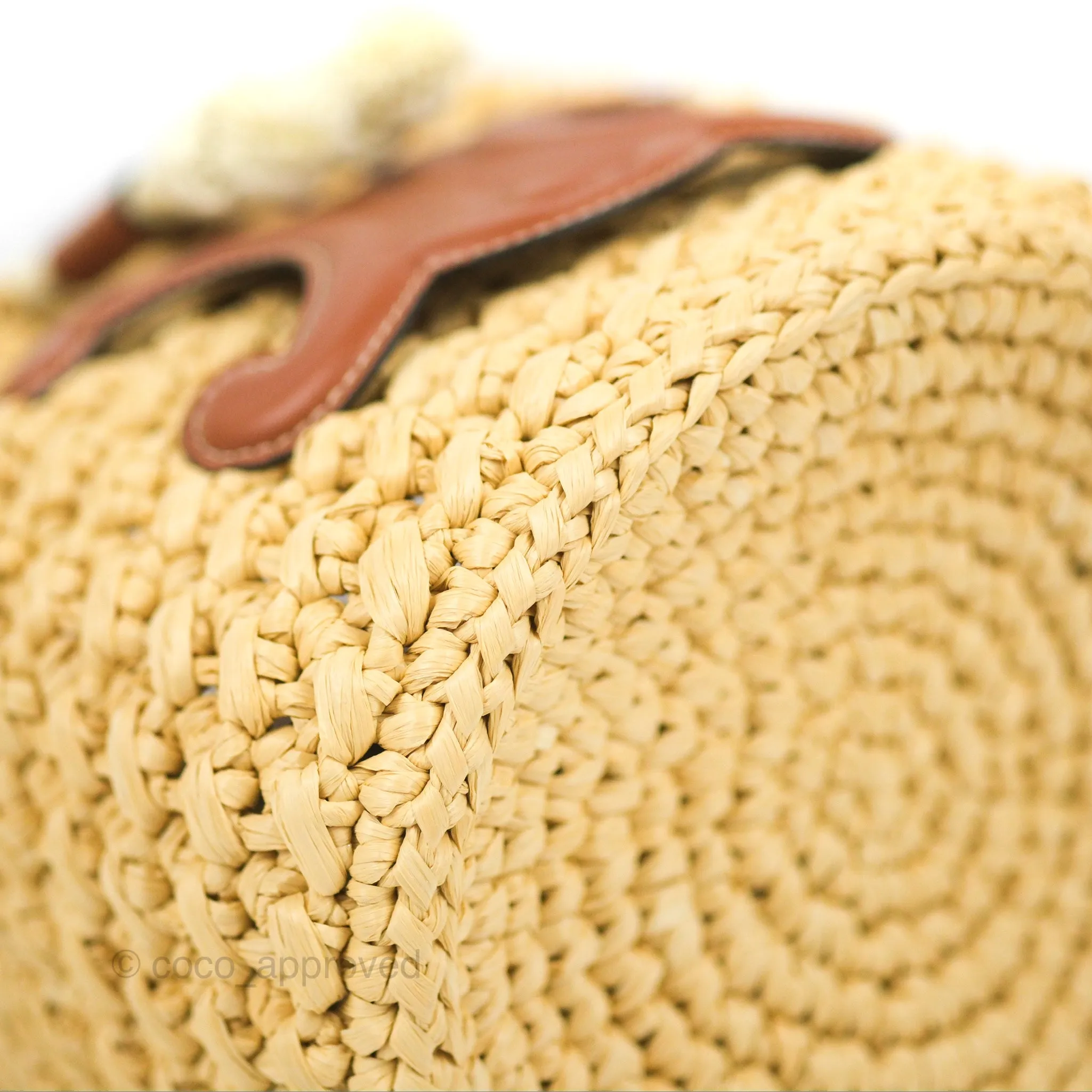 Celine Teen Drawstring Bucket Bag Raffia Natural / Tan Calfskin