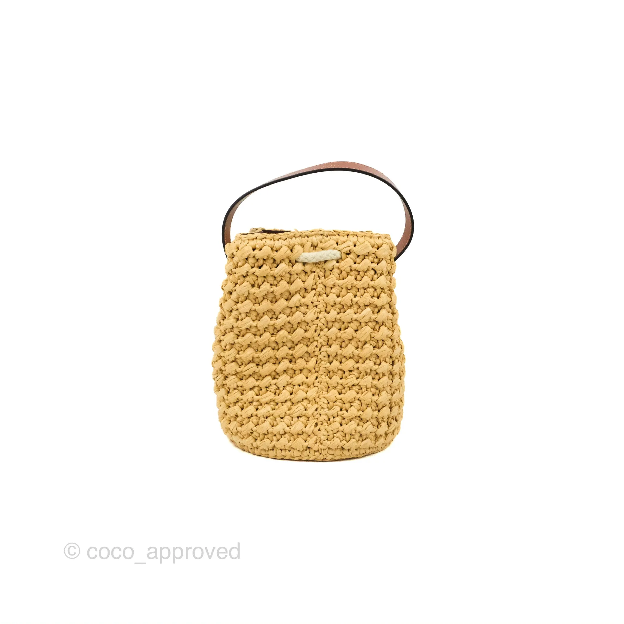 Celine Teen Drawstring Bucket Bag Raffia Natural / Tan Calfskin