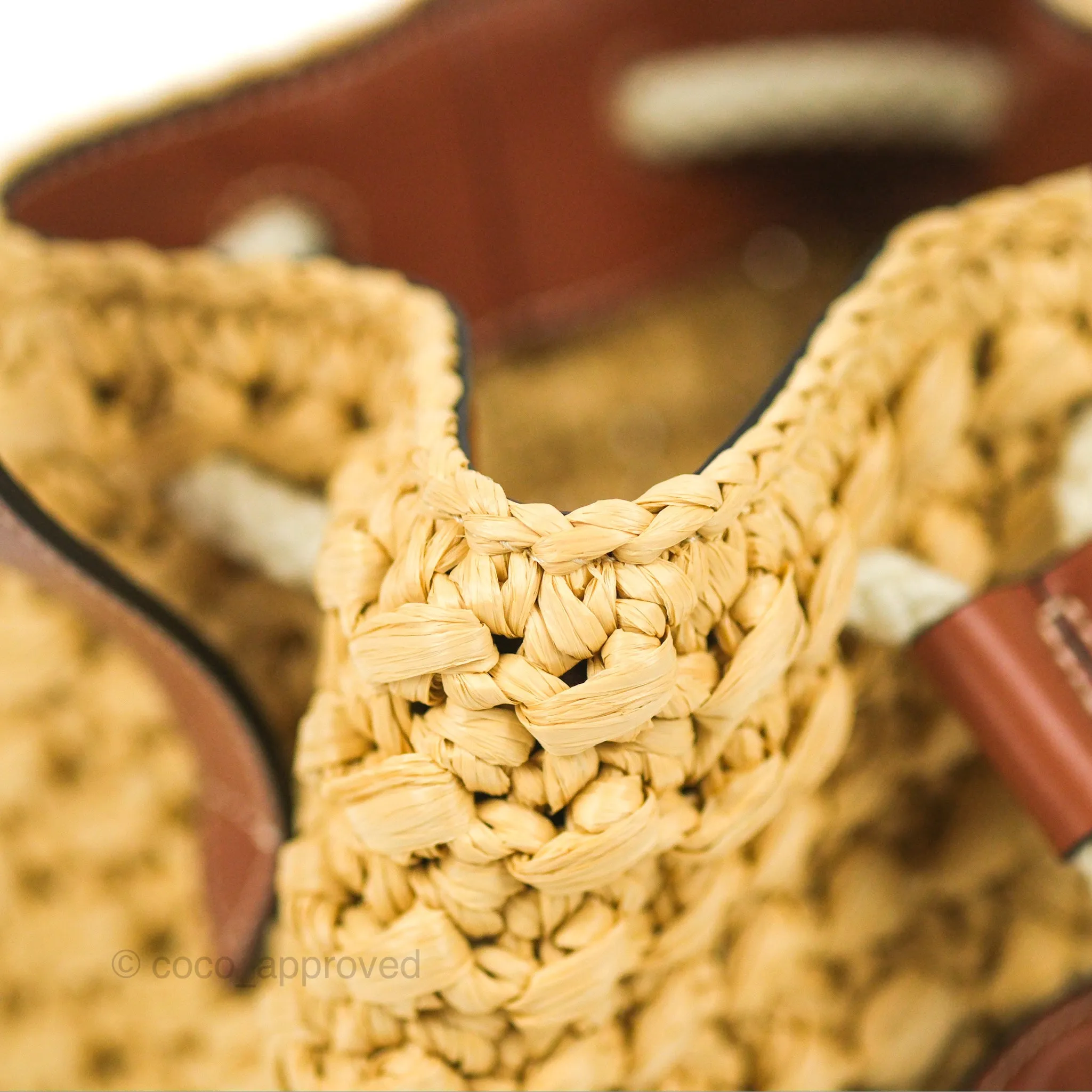 Celine Teen Drawstring Bucket Bag Raffia Natural / Tan Calfskin
