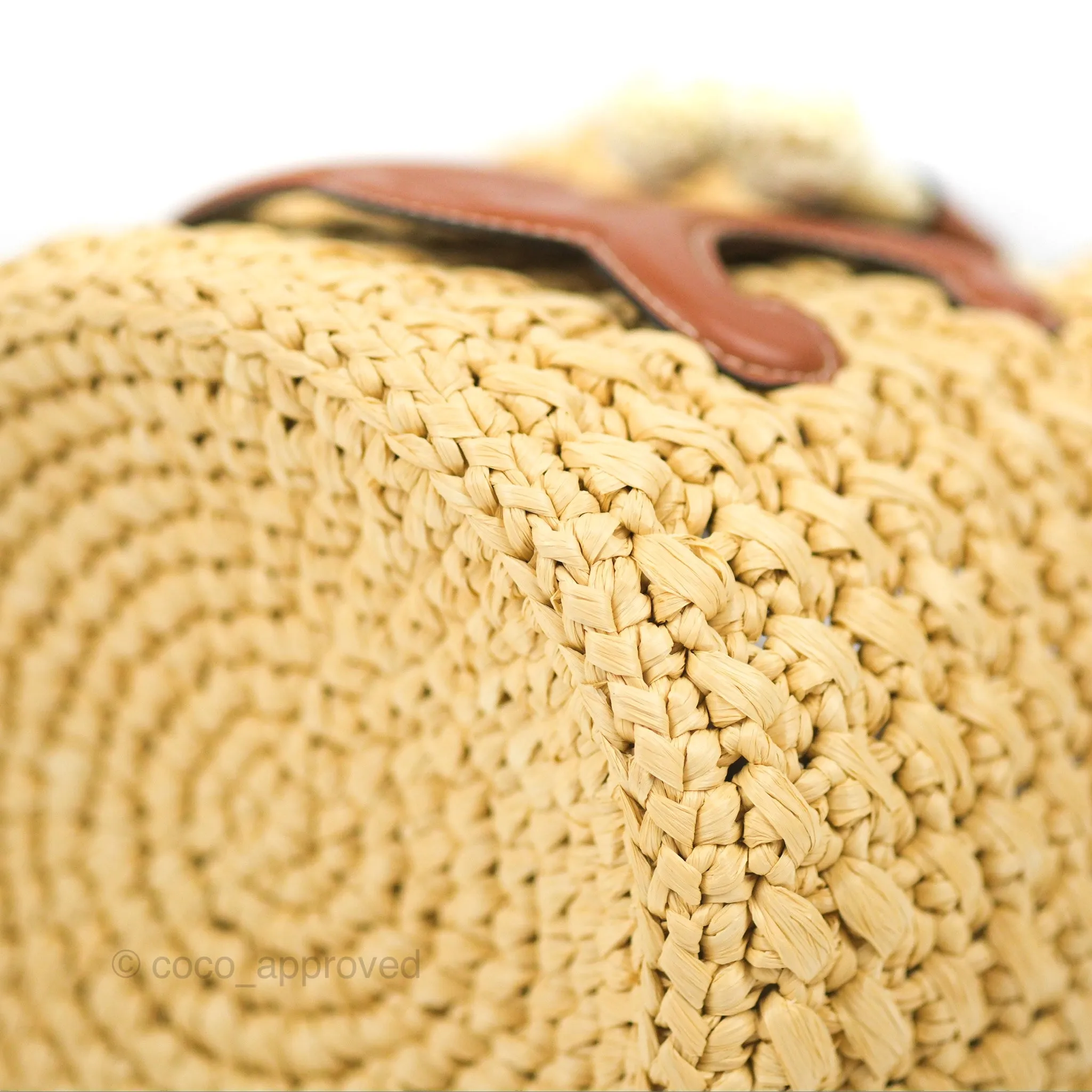 Celine Teen Drawstring Bucket Bag Raffia Natural / Tan Calfskin