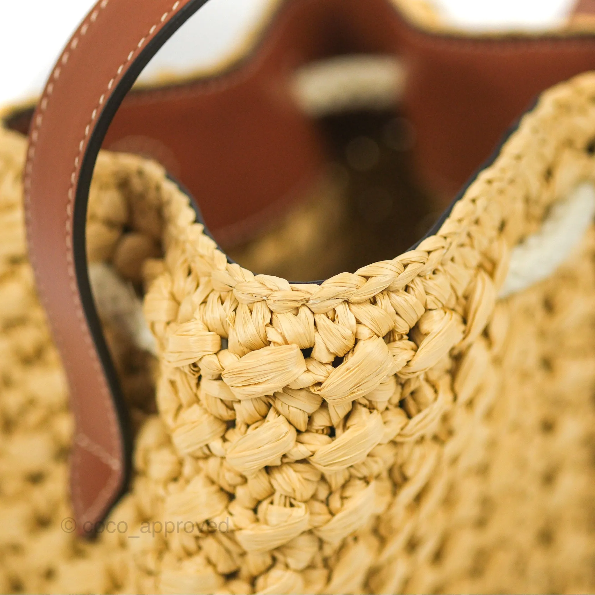 Celine Teen Drawstring Bucket Bag Raffia Natural / Tan Calfskin
