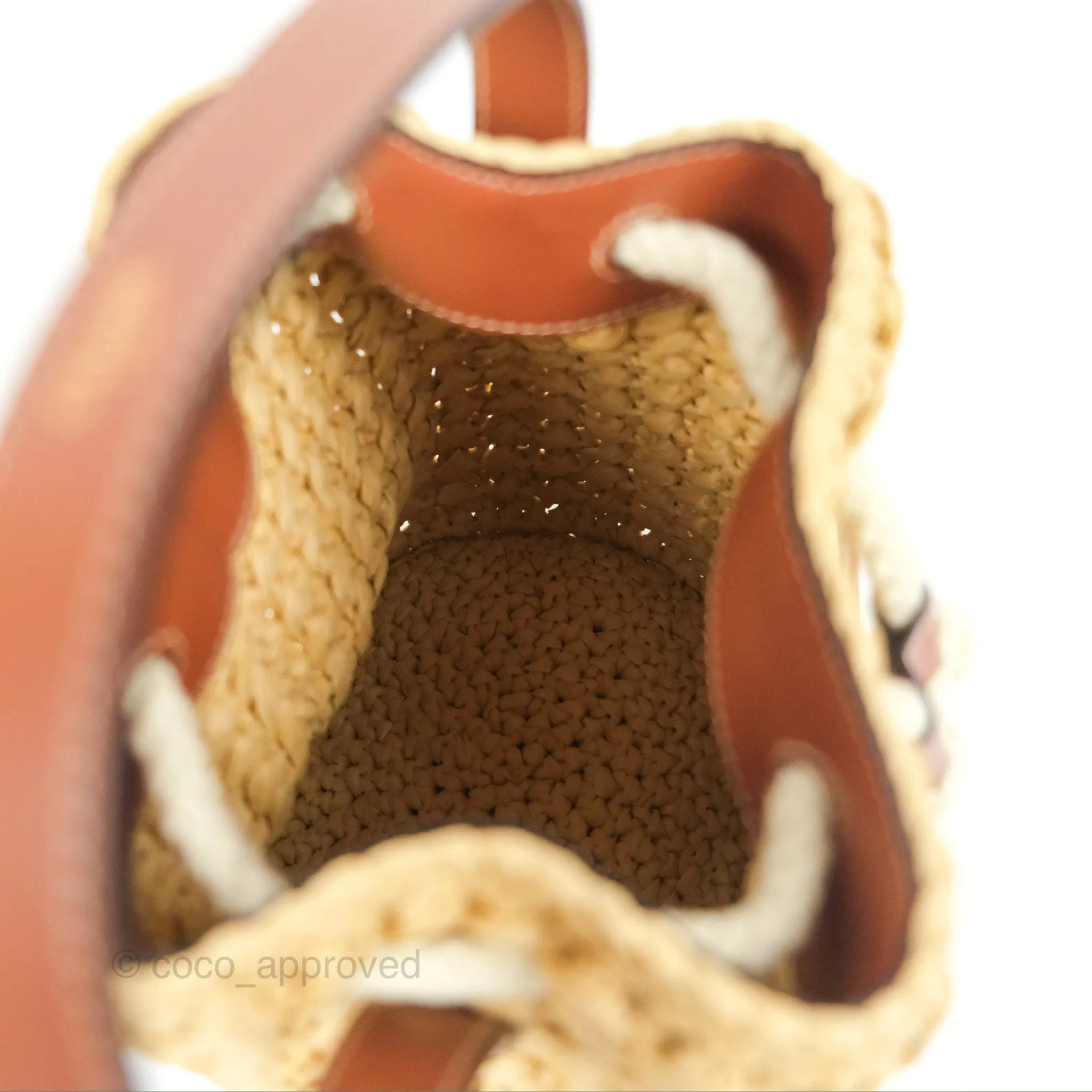 Celine Teen Drawstring Bucket Bag Raffia Natural / Tan Calfskin