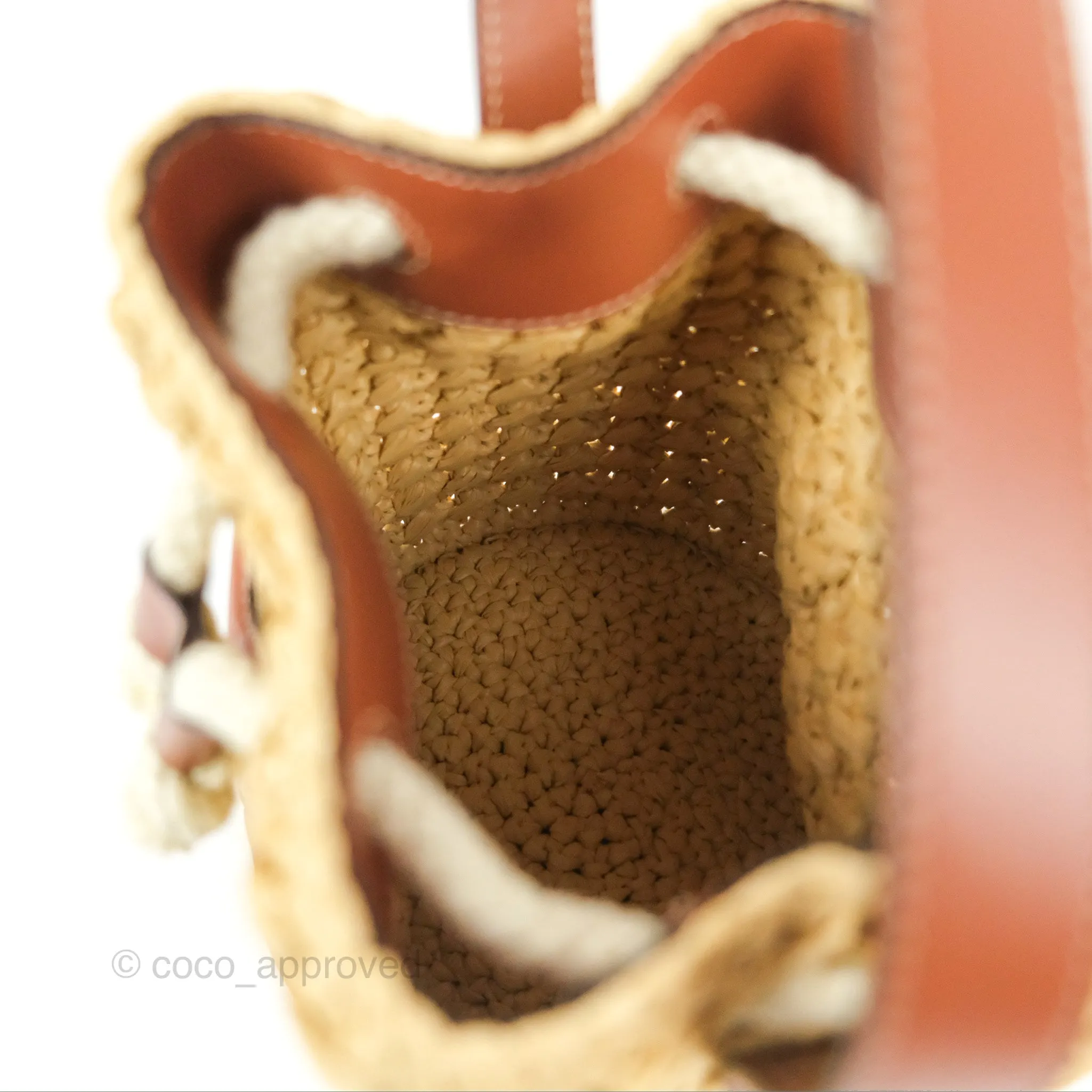 Celine Teen Drawstring Bucket Bag Raffia Natural / Tan Calfskin