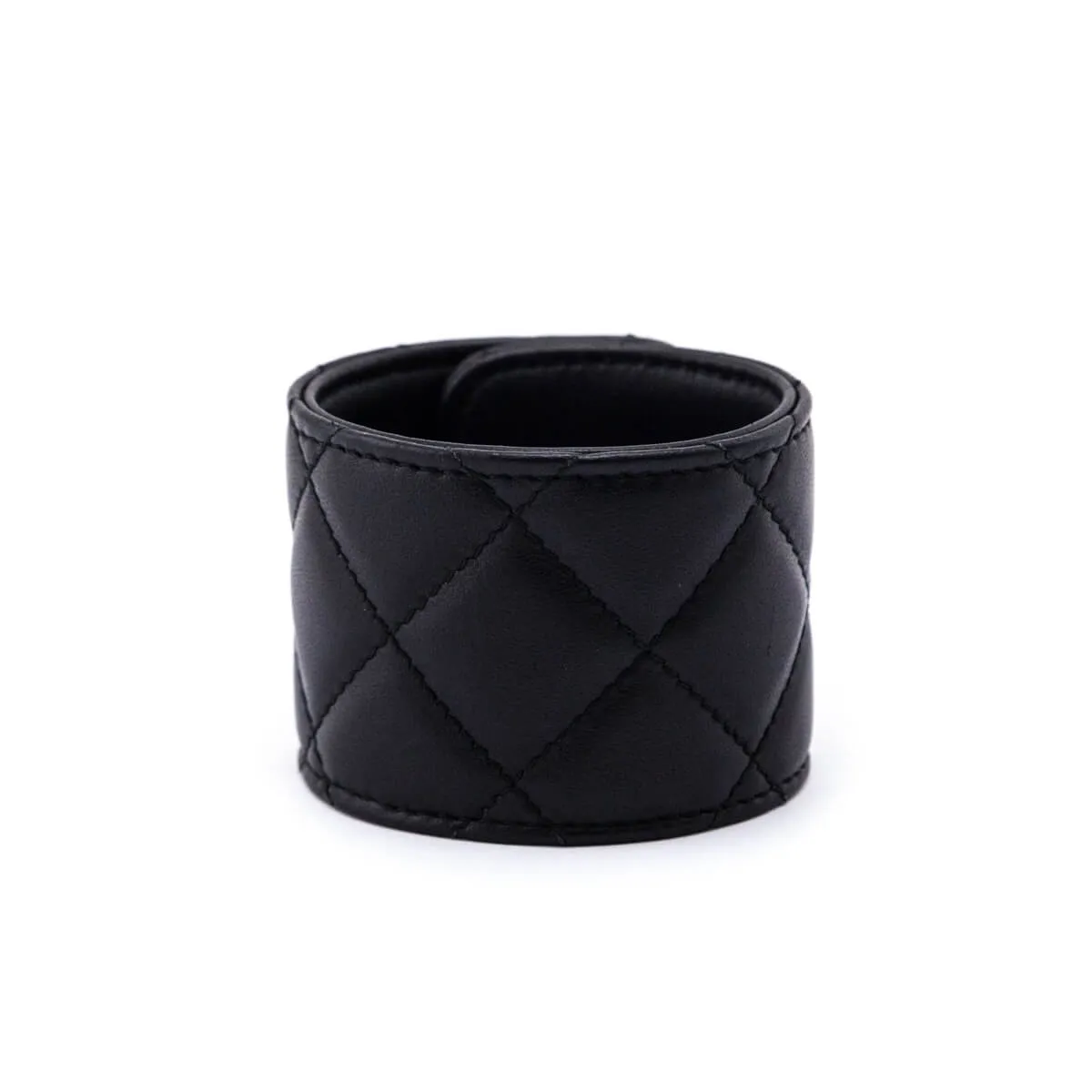 Chanel Black Leather CC Turn-Lock Cuff