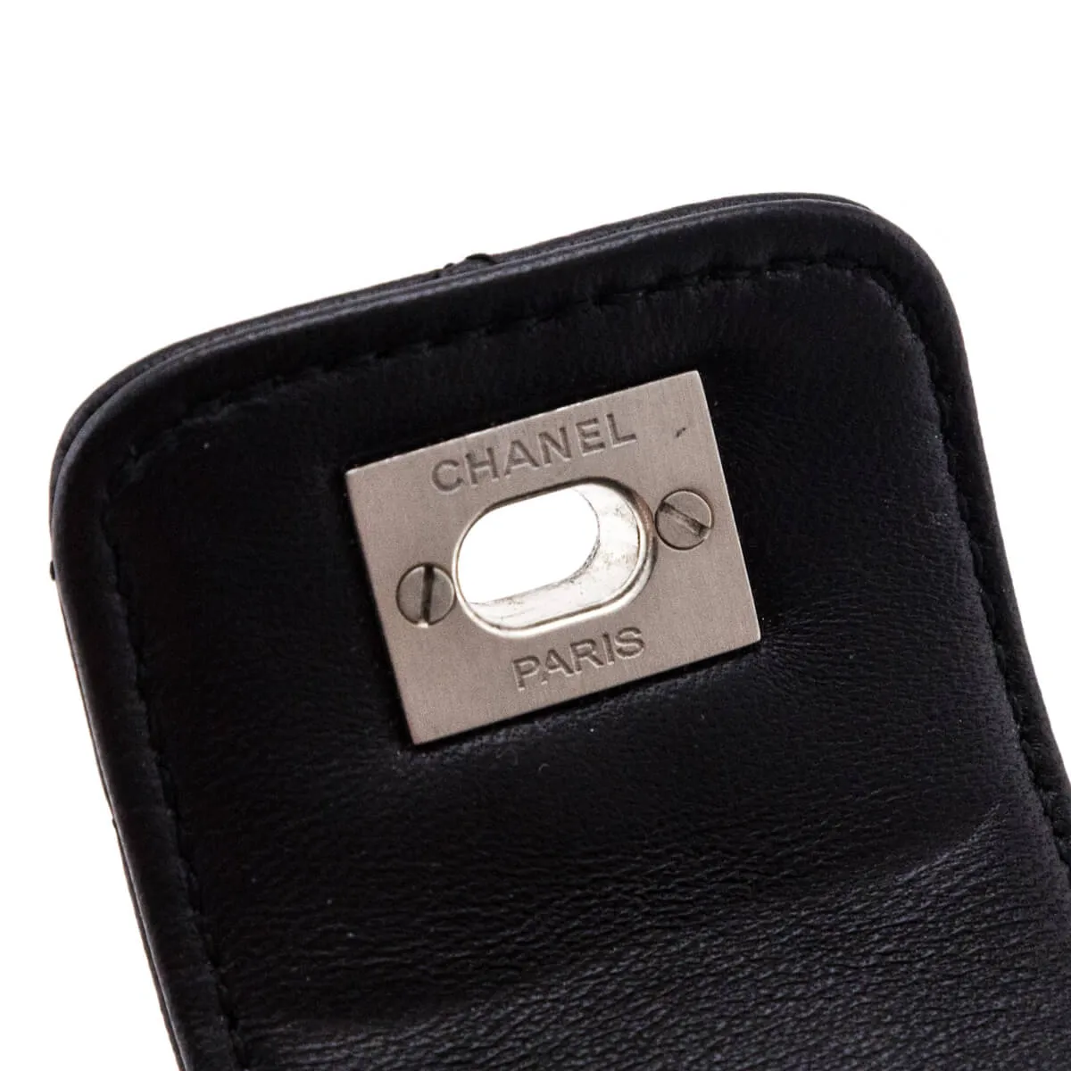 Chanel Black Leather CC Turn-Lock Cuff