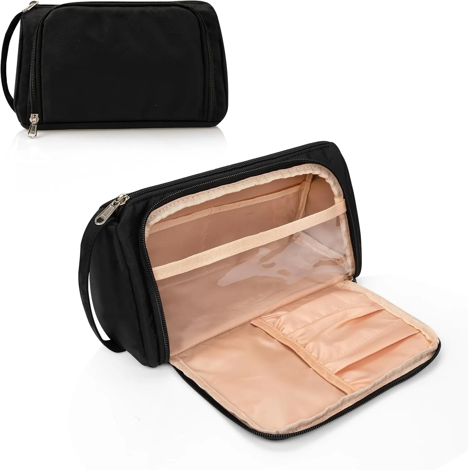 CUBETASTIC Small Makeup Bag, Makeup Pouch, Travel Cosmetic Organizer for Women and Girls (Oxford Cloth, Black)