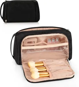 CUBETASTIC Small Makeup Bag, Makeup Pouch, Travel Cosmetic Organizer for Women and Girls (Oxford Cloth, Black)