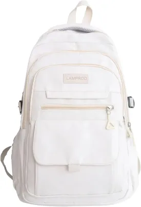 Cute Aesthetic Backpack Girls Backpack for School Large Capacity Bookbags College Backpack for Students Kids Teen Girls Laptop Bookbag Casual Travel Daypacks(White)
