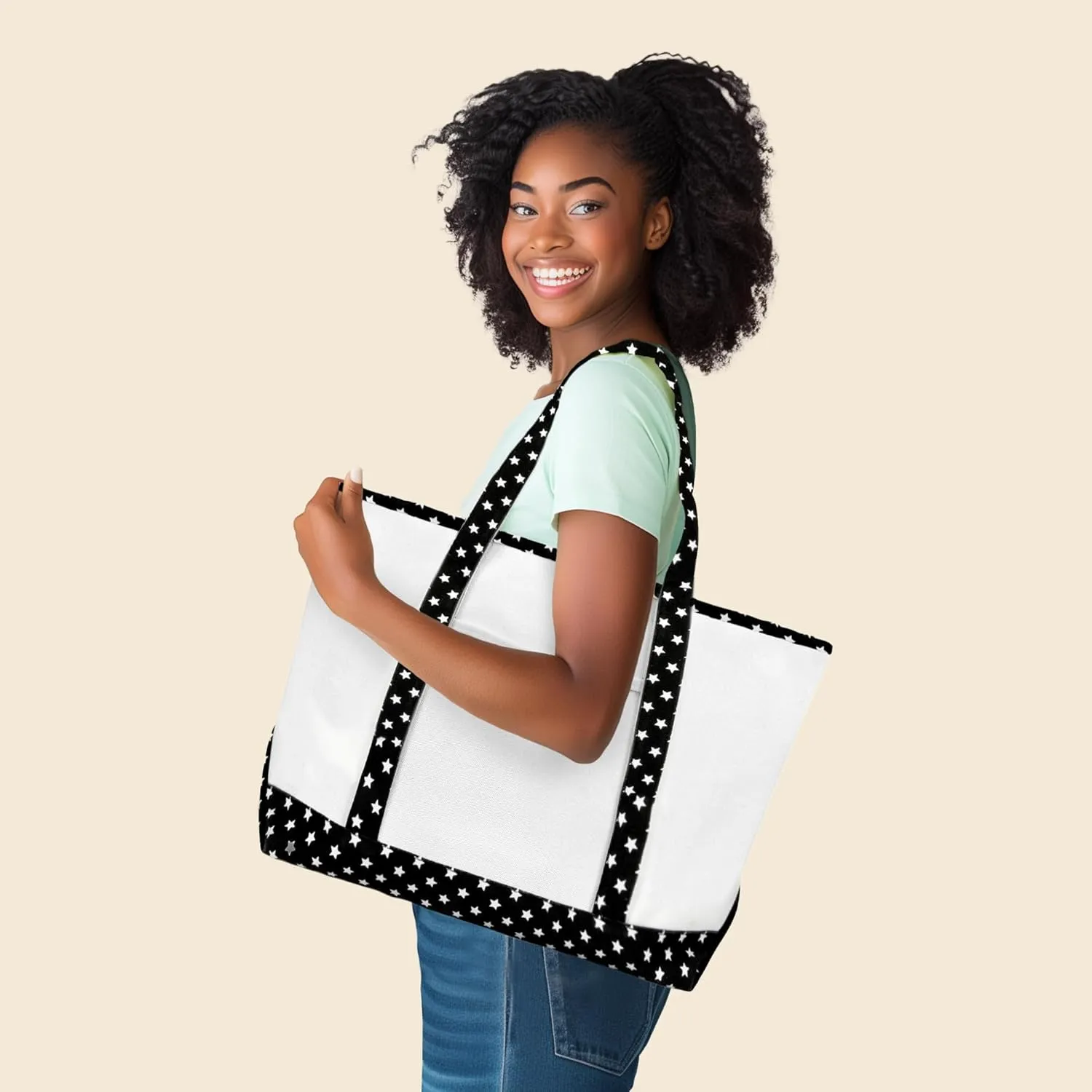 DALIX 23" Premium 24 oz. Cotton Canvas Shopping Tote Bag