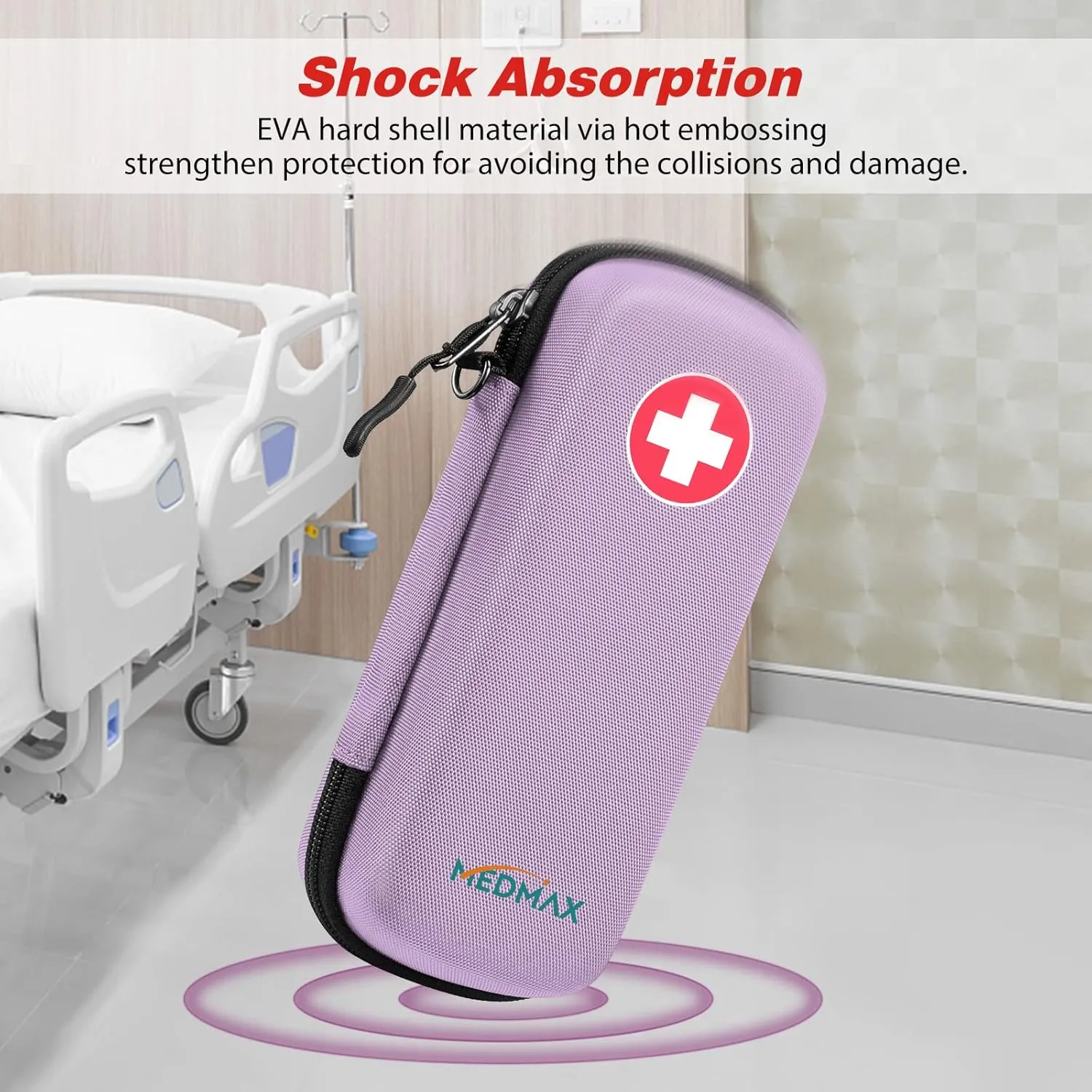 Epipen Medical Carrying Case, Hard Shell EVA Shock Absorption Travel Medication Organizer Bag Emergency Medical Pouch Holds 2 EpiPens, Asthma Inhaler, Auvi-Q, Allergy Supplies (Lavender Purple)
