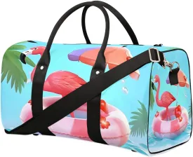 Foldable Travel Bag Flamingo Beach Lightweight Carry On Bags for Airplanes Waterproof Travel Duffle Bag For Gym Weekend Overnight