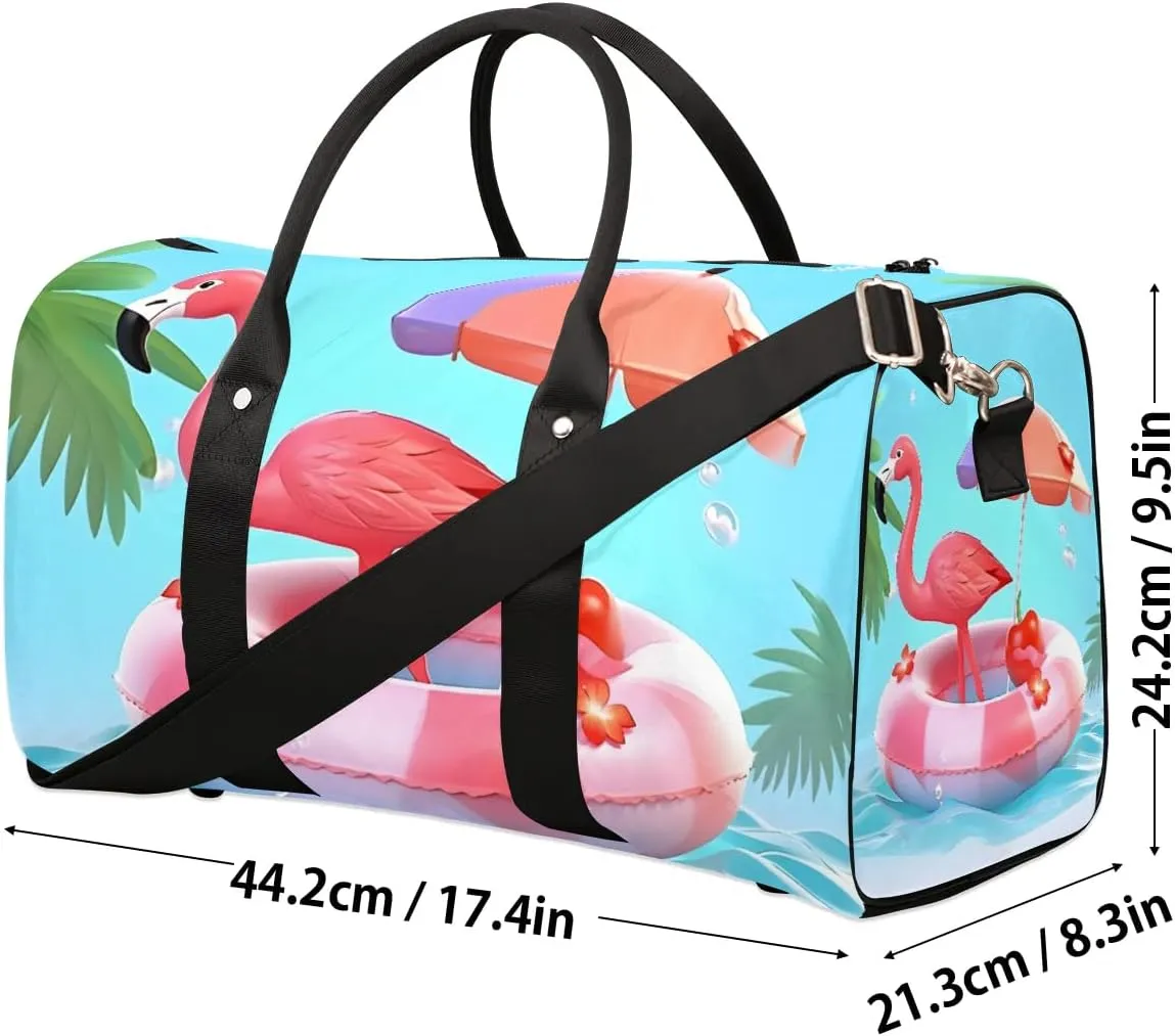 Foldable Travel Bag Flamingo Beach Lightweight Carry On Bags for Airplanes Waterproof Travel Duffle Bag For Gym Weekend Overnight