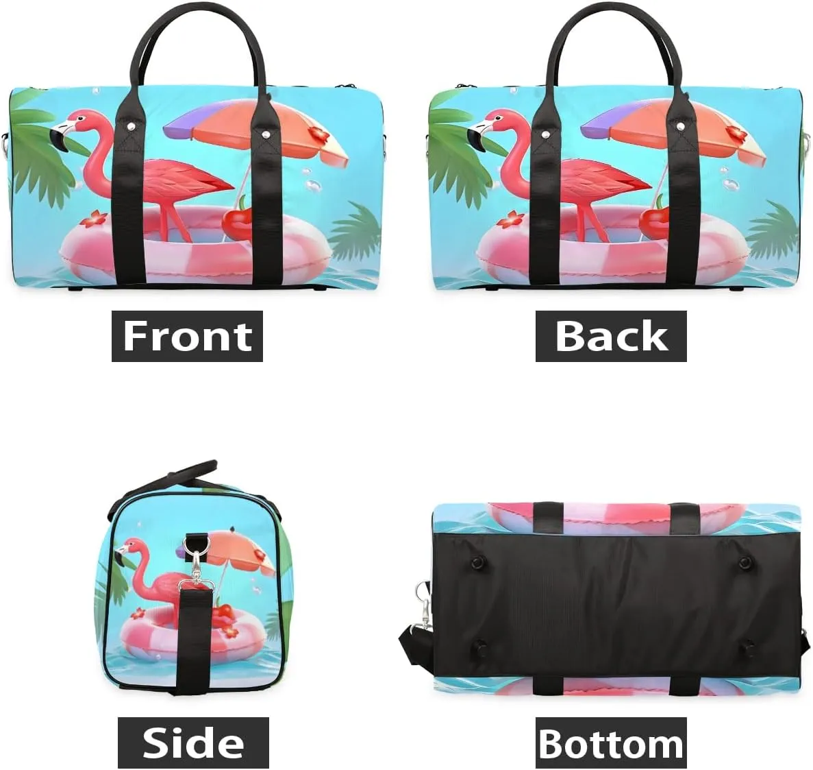 Foldable Travel Bag Flamingo Beach Lightweight Carry On Bags for Airplanes Waterproof Travel Duffle Bag For Gym Weekend Overnight