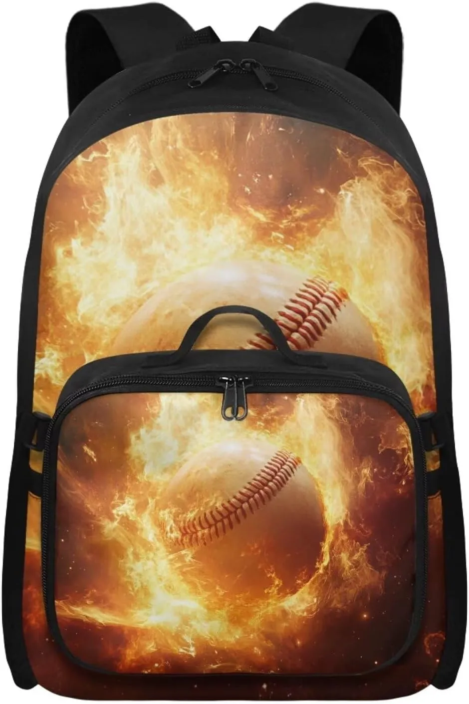FOR U DESIGNS Baseball Front Quick-Access Backpack with Food Storage Ergonomic 1st Grade 17 Inch Lightweight Bookbag for Kindergarten Age 8-10 Travel Rucksack