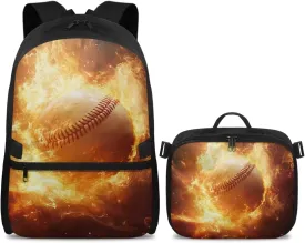 FOR U DESIGNS Baseball Front Quick-Access Backpack with Food Storage Ergonomic 1st Grade 17 Inch Lightweight Bookbag for Kindergarten Age 8-10 Travel Rucksack