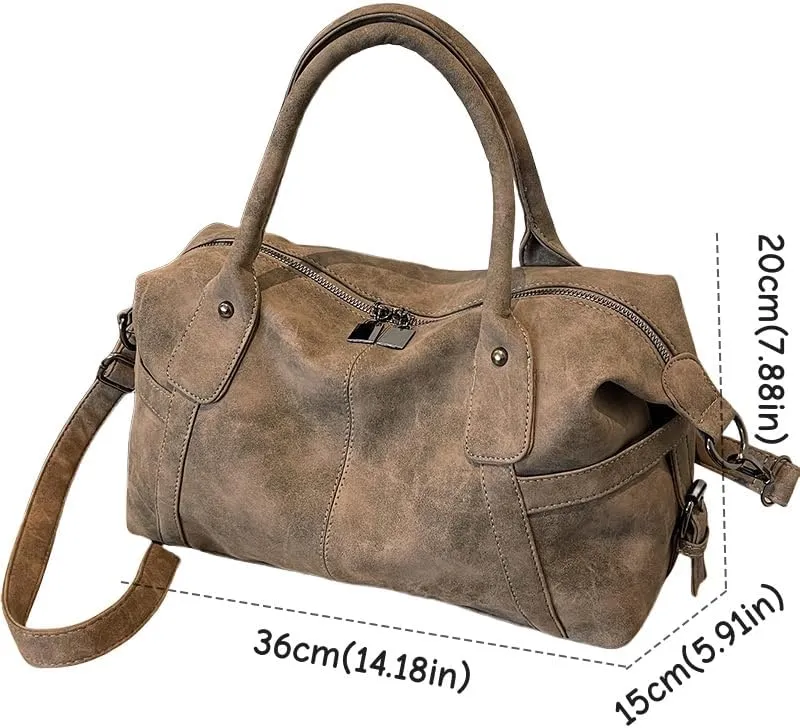 FUNSEED Large Capacity Luggage Bag for Women Lightweight Shoulder Crossbody Travel Bag Retro Casual Tote Bag