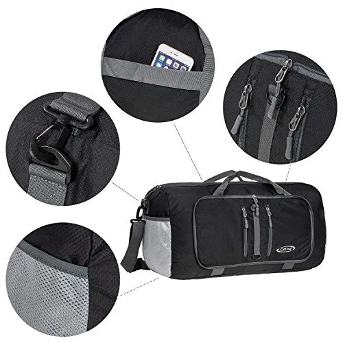 G4Free Foldable Travel Duffle Bag Lightweight 22 Inch for Luggage, Sports, Gym(Black)