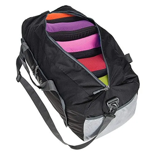 G4Free Foldable Travel Duffle Bag Lightweight 22 Inch for Luggage, Sports, Gym(Black)