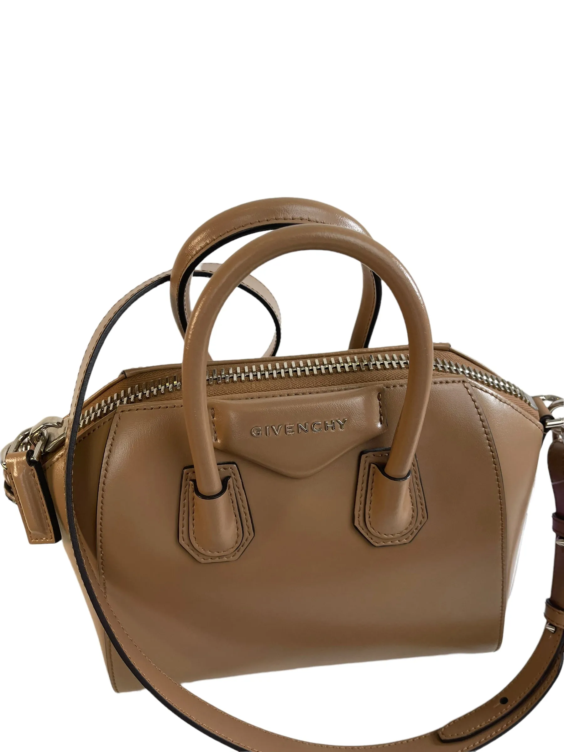 Givenchy Tan Leather Mini Antigona Crossbody