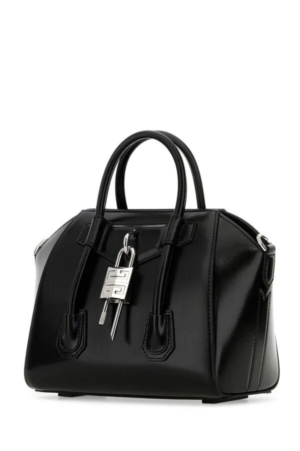 Givenchy Women Black Leather Mini Antigona Lock Handbag
