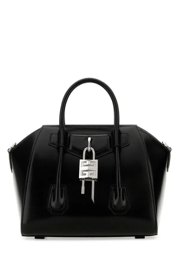 Givenchy Women Black Leather Mini Antigona Lock Handbag