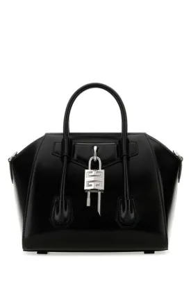 Givenchy Women Black Leather Mini Antigona Lock Handbag