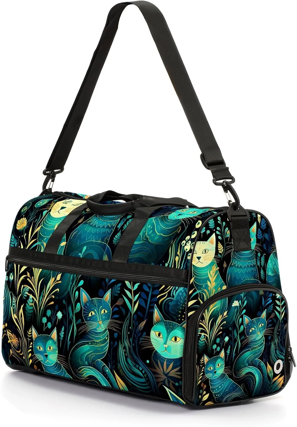 Gym Bag for Women, Carry on Weekender Overnight Bag, Travel Duffel Bags, Personal Item Travel Bag Tote Bag Workout Dance Bag, Cat - 21