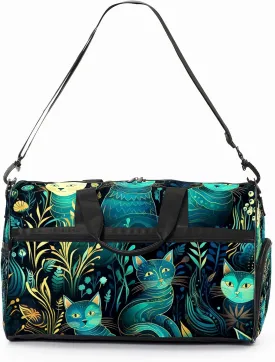 Gym Bag for Women, Carry on Weekender Overnight Bag, Travel Duffel Bags, Personal Item Travel Bag Tote Bag Workout Dance Bag, Cat - 21