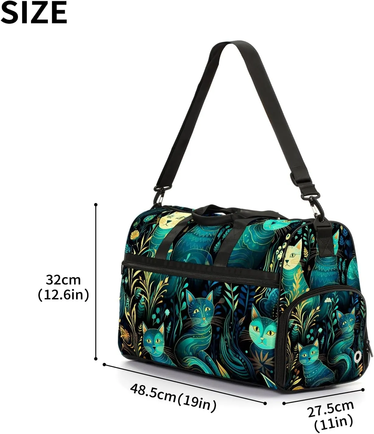 Gym Bag for Women, Carry on Weekender Overnight Bag, Travel Duffel Bags, Personal Item Travel Bag Tote Bag Workout Dance Bag, Cat - 21