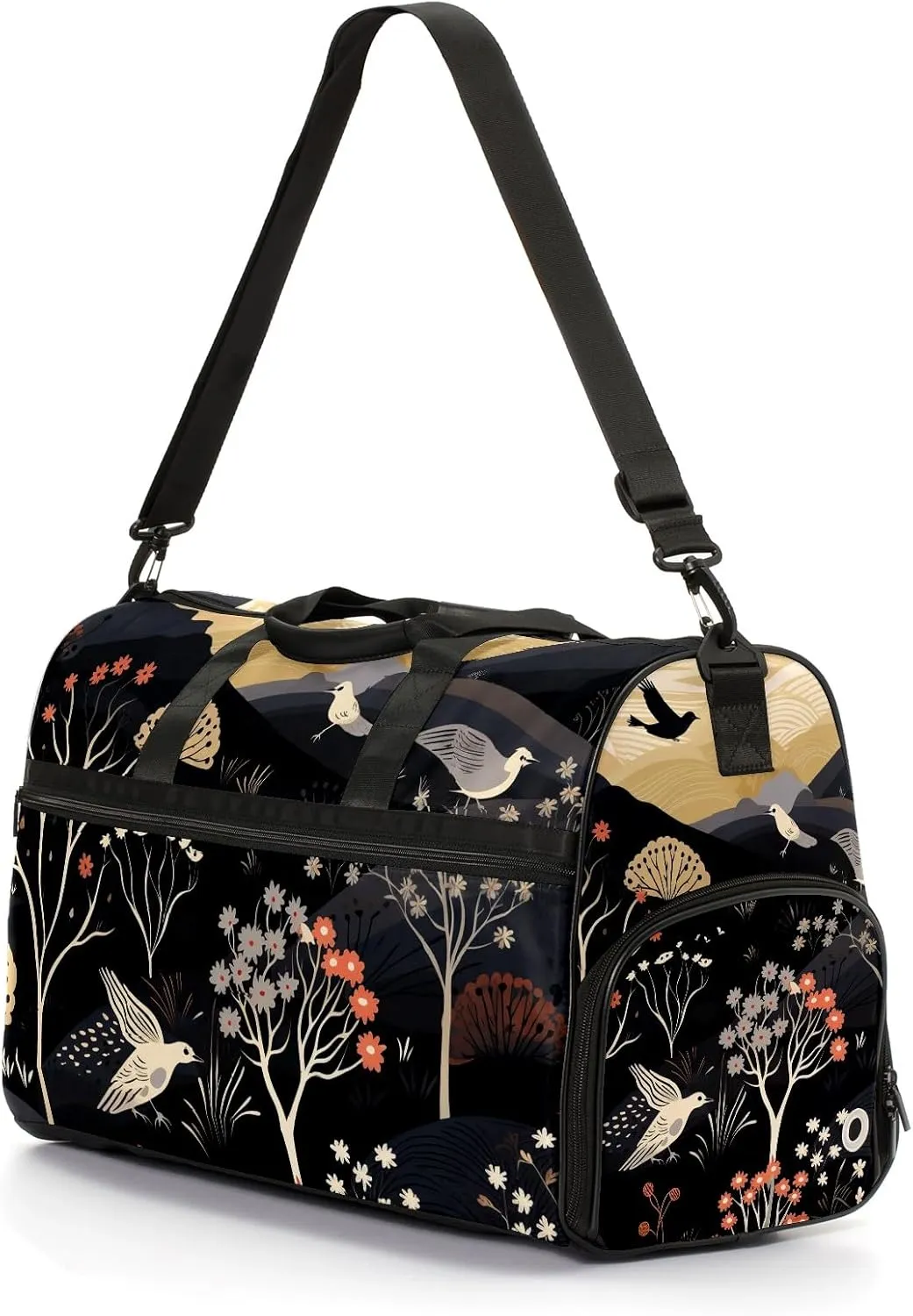 Gym Bag for Women, Carry on Weekender Overnight Bag, Travel Duffel Bags, Personal Item Travel Bag Tote Bag Workout Dance Bag, Chinese Painting Bird - 52