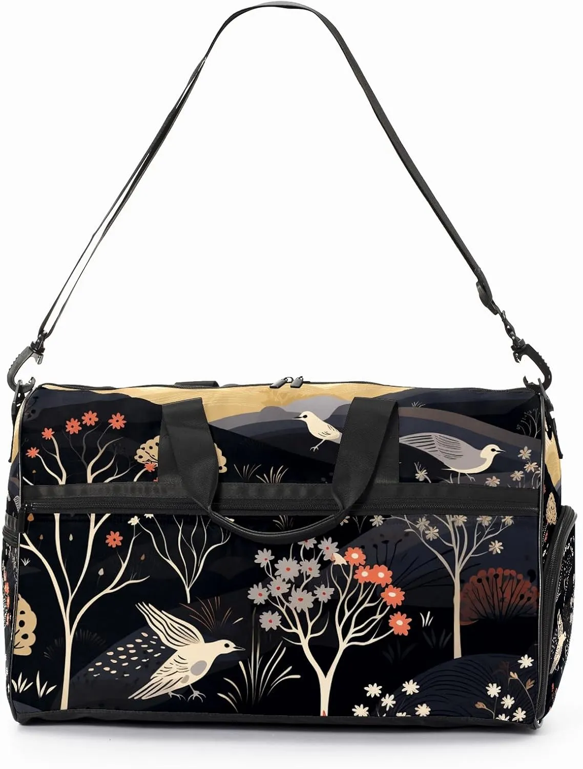 Gym Bag for Women, Carry on Weekender Overnight Bag, Travel Duffel Bags, Personal Item Travel Bag Tote Bag Workout Dance Bag, Chinese Painting Bird - 52