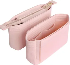 HyFanStr Felt Insert Bag Organizer with Zipper, Small Handbag Purse Organizer Tote Liner Pouch for Women, 2 Piece Set 